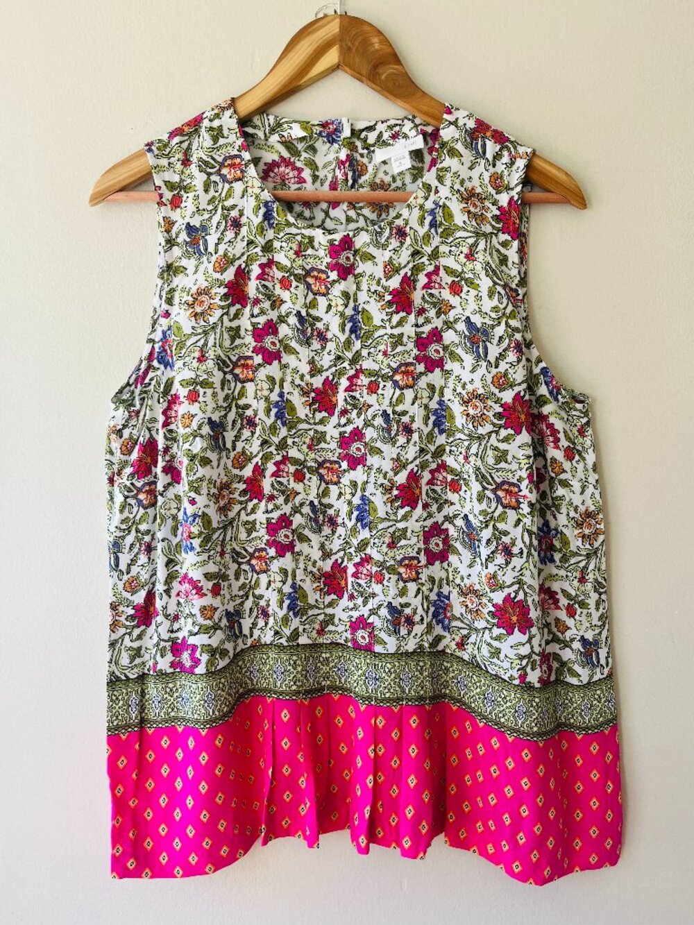 J. Jill Sz M Petite Rayon Floral Sleeveless Casual Blouse